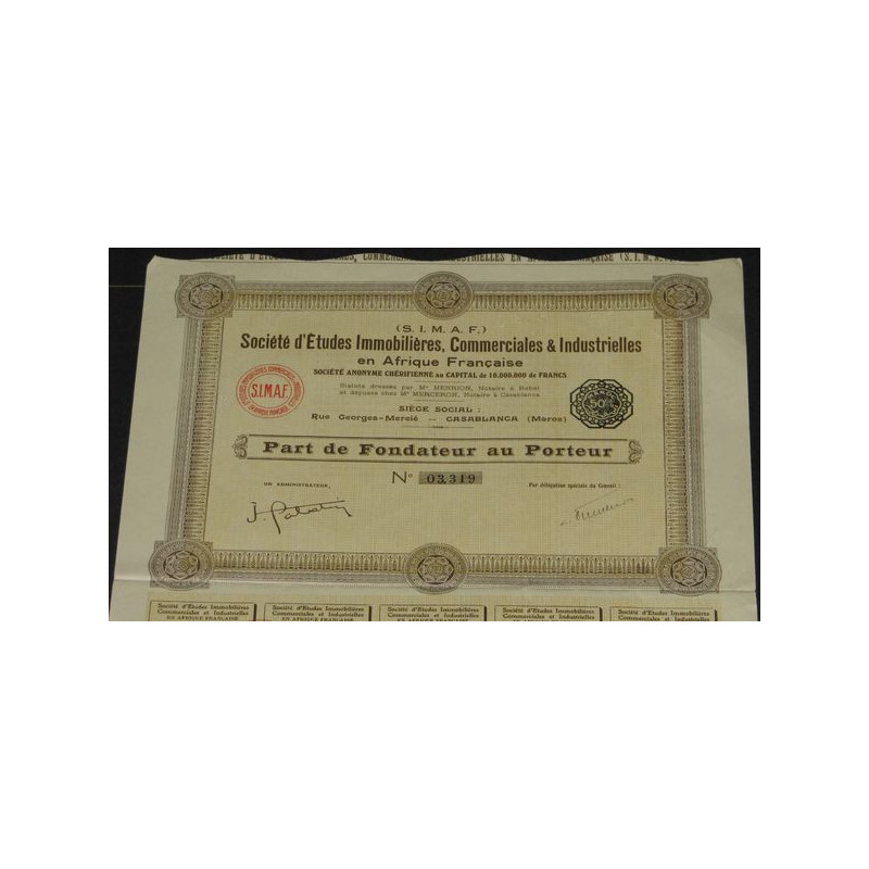 S.I.M.A.F. Sté d'Etudes Immobilières Commerciales et Industrielles en Afrique Française (PF)