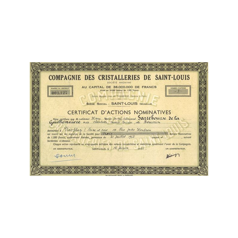 Cie des Cristalleries de Saint-Louis (CN Act 1500F)