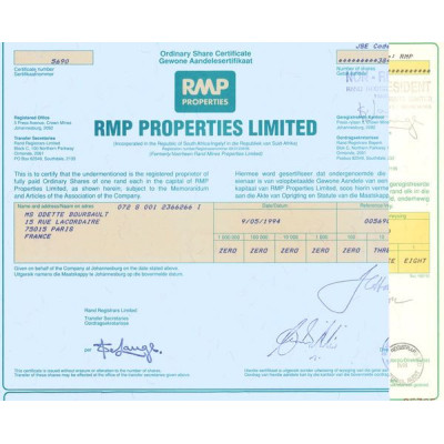 RMP Properties Ltd (Certif Nomin)