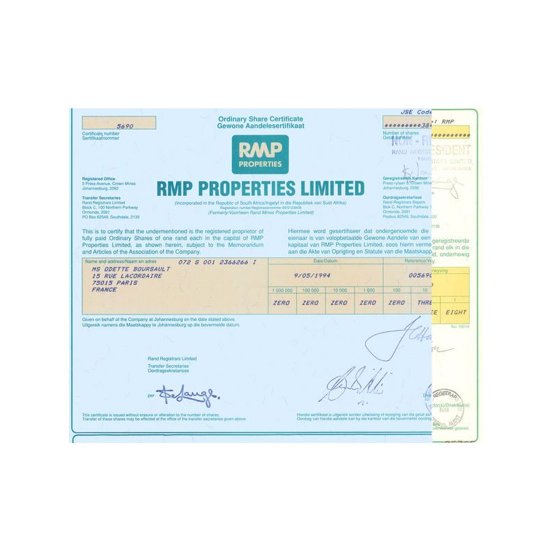 RMP Properties Ltd (Certif Nomin)