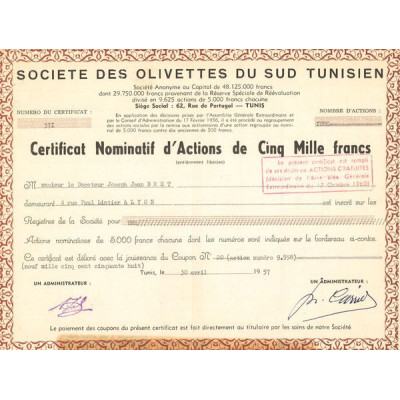 Sté des Olivettes du Sud Tunisien (CN Act 5000F)
