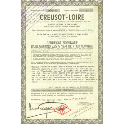 Creusot-Loire (CN Obl 8.25% 160F)