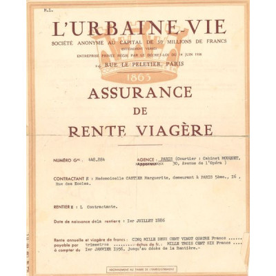 L'Urbaine - Vie (Assurance de Rente Viagère)