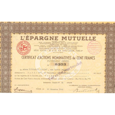 L'Epargne Mutuelle (CN Act 100F)