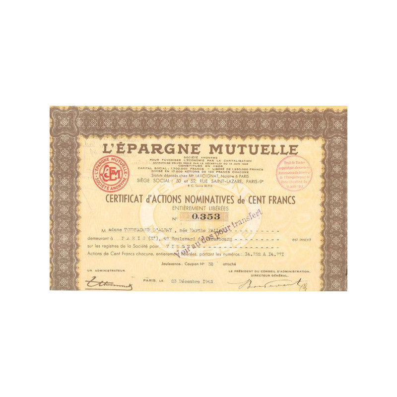 L'Epargne Mutuelle (CN Act 100F)