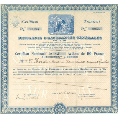 Cie d'Assurances Générales sur la Vie (CN Act 100F)