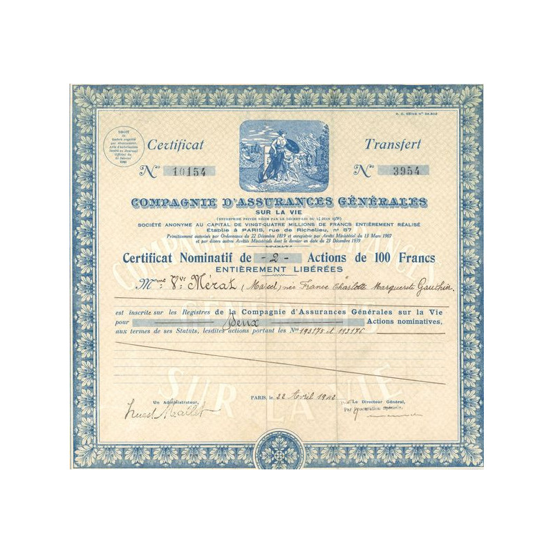 Cie d'Assurances Générales sur la Vie (CN Act 100F)