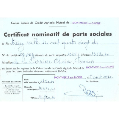 Caisse Locale de Crédit Agricole Mutuel de Montmerle-sur-Saone (CN de parts sociales)