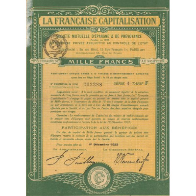 La Française Capitalisation (Titre Epargne 1000 F)