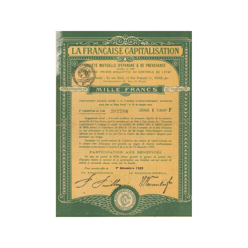 La Française Capitalisation (Titre Epargne 1000 F)