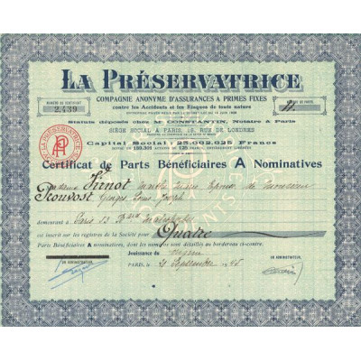 La Préservatrice (CN PB "A") Vert