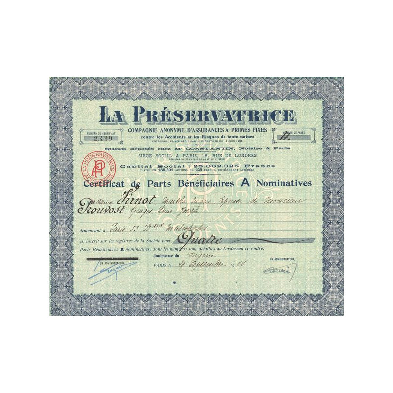 La Préservatrice (CN PB "A") Vert