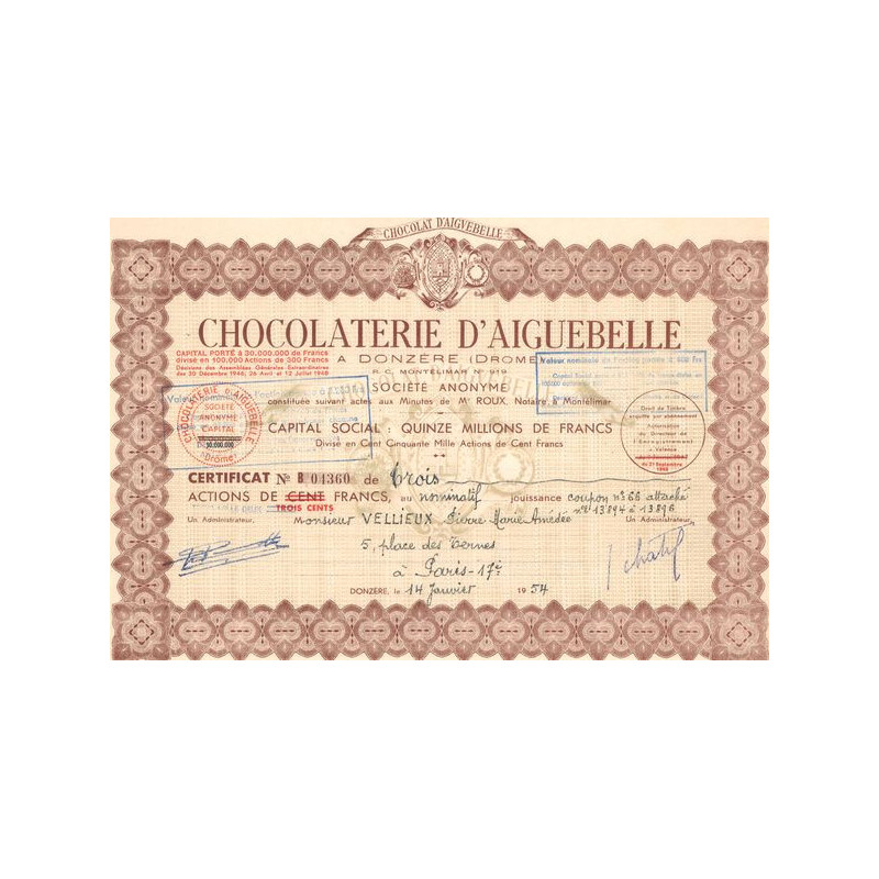 Chocolaterie d'Aiguebelle à Donzère (Drôme) (CN Act 300F)