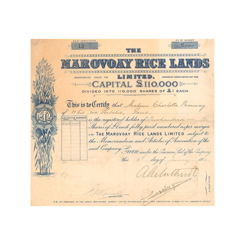 The Marovoay Rice Lands Ltd (CN Act 1£)