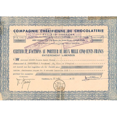 Cie Chérifienne de Chocolaterie (CN Act 2500F)