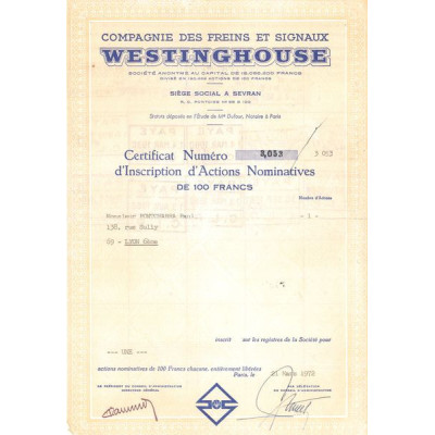 Cie des Freins et Signaux Westinghouse (CN Act 100F)