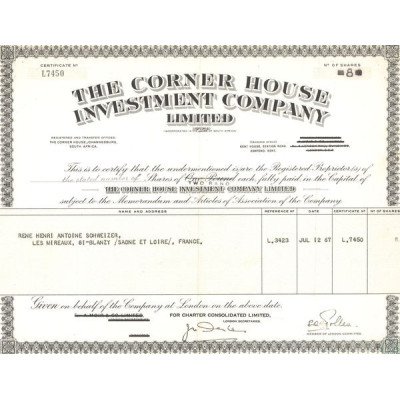 The Corner House Investment Cy Ltd (Certif Nomin)