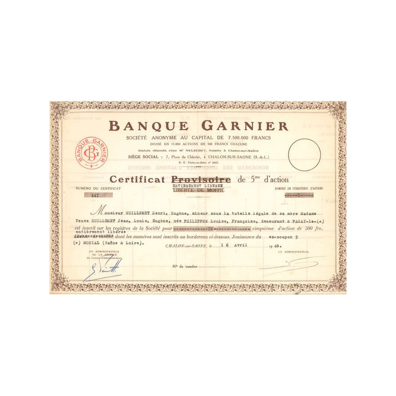 Banque Garnier (CN Act 500F)