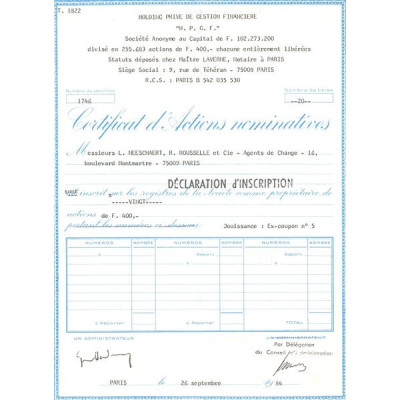 Holding Privé de Gestion Financière "H.P.G.F" (CN Act 400F)