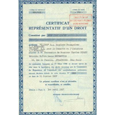 Banque Franco-Polonaise (Certif Représentatif d'un Droit)