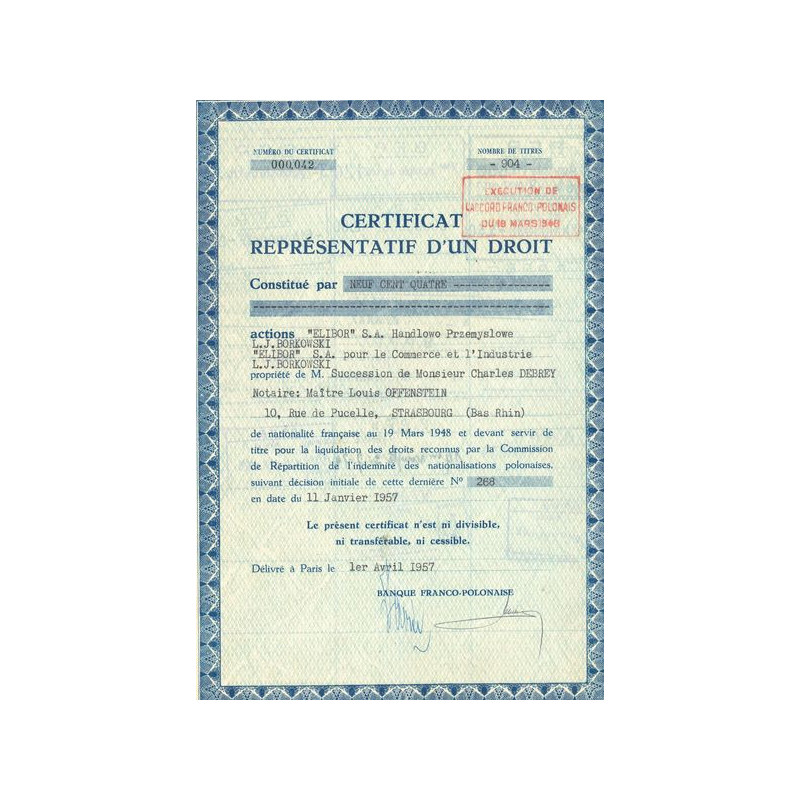 Banque Franco-Polonaise (Certif Représentatif d'un Droit)
