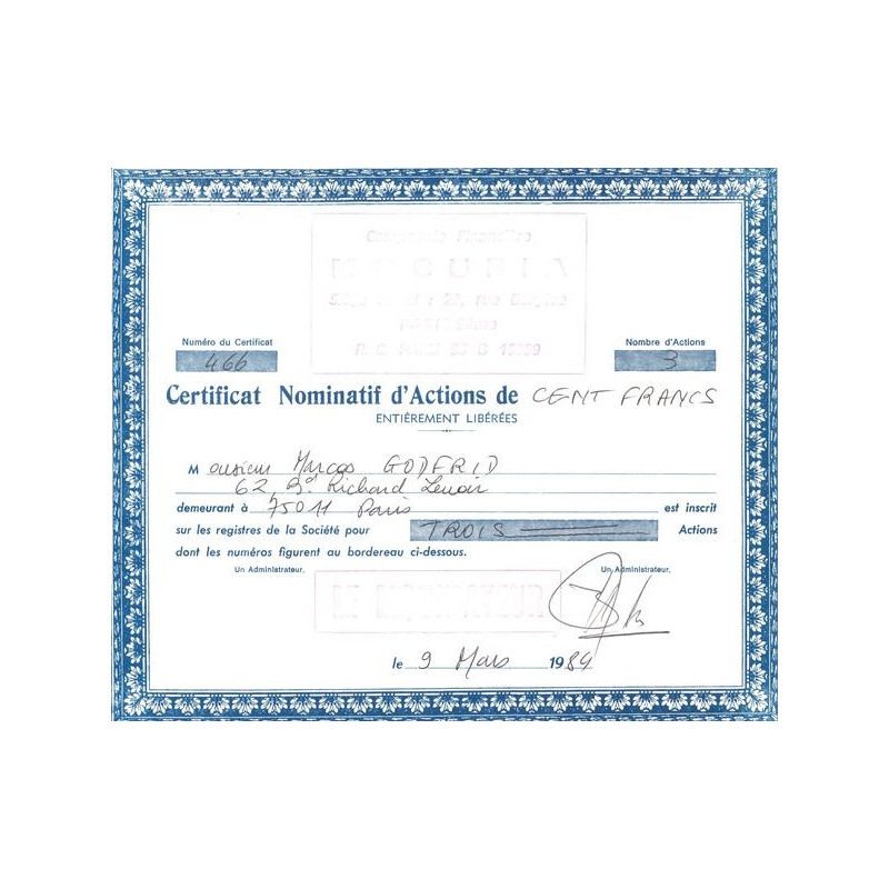 Cie Financière Mocupia (CN Act 100F)