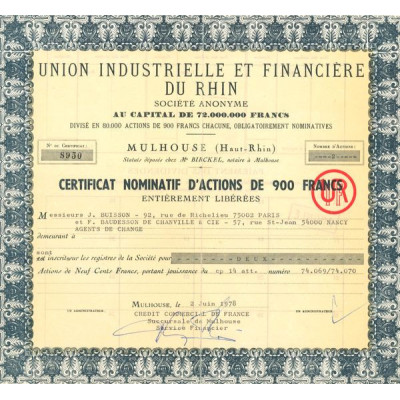 Union Industrielle et Financière du Rhin (CN Act 900F)