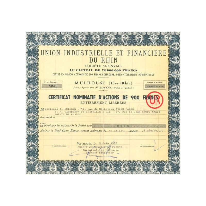 Union Industrielle et Financière du Rhin (CN Act 900F)