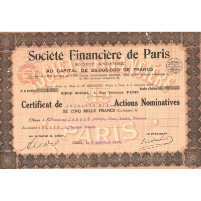 Société Financière de Paris (CN Act 5000F)
