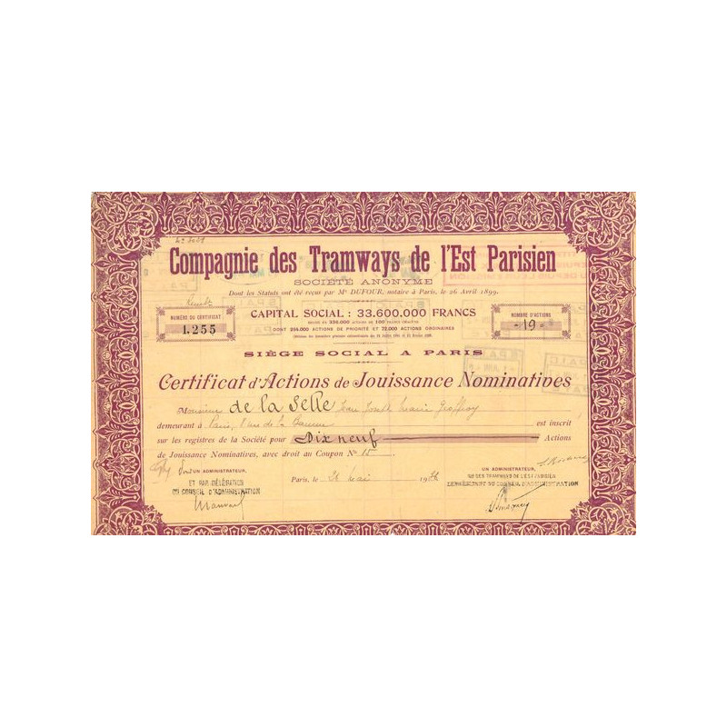 Cie des Tramways de l'Est Parisien (CN Act 100F)