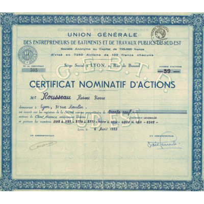 Union Gale des Entrepreneurs de Batiments et de Travaux Publics du Sud Est (CN Act 100F)