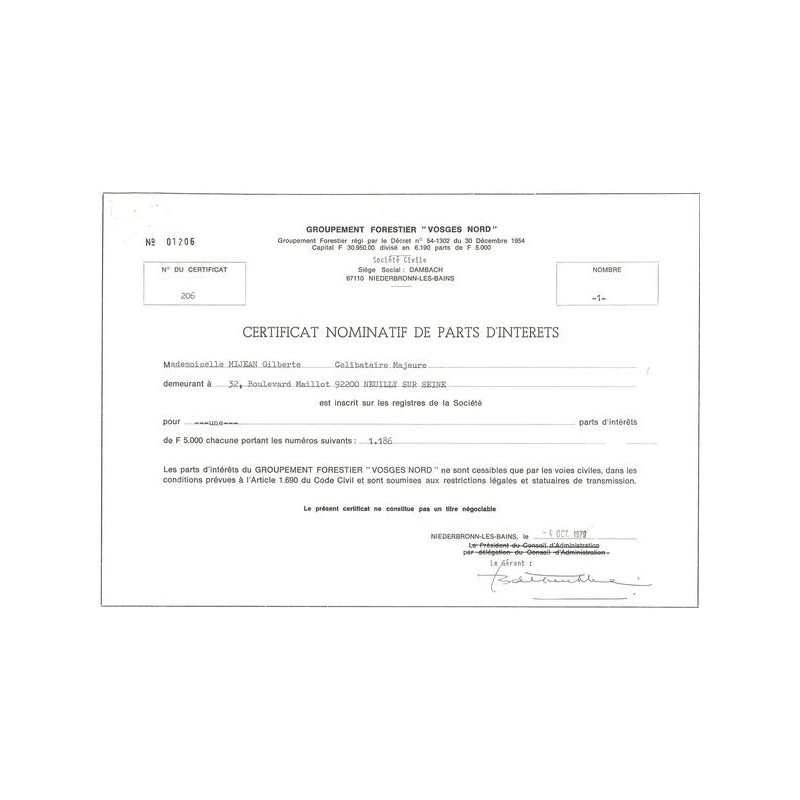 Groupement Forestier "Vosges Nord" (CN Act 5000F)
