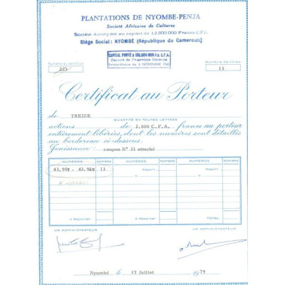 Plantations de Nyombe-Penja (CN Act 2000F CFA)