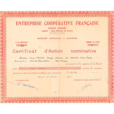 Entreprise Coopérative Française (Certif Nomin)