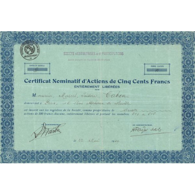 Sté d'Entreprises & de Participations (CN Act 500F)