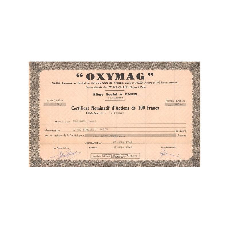 "Oxymag" (CN Act 100F)