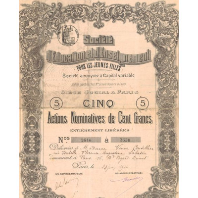 Sté d'Education et d'Enseignement Pour les Jeunes Filles (CN Act 100F)