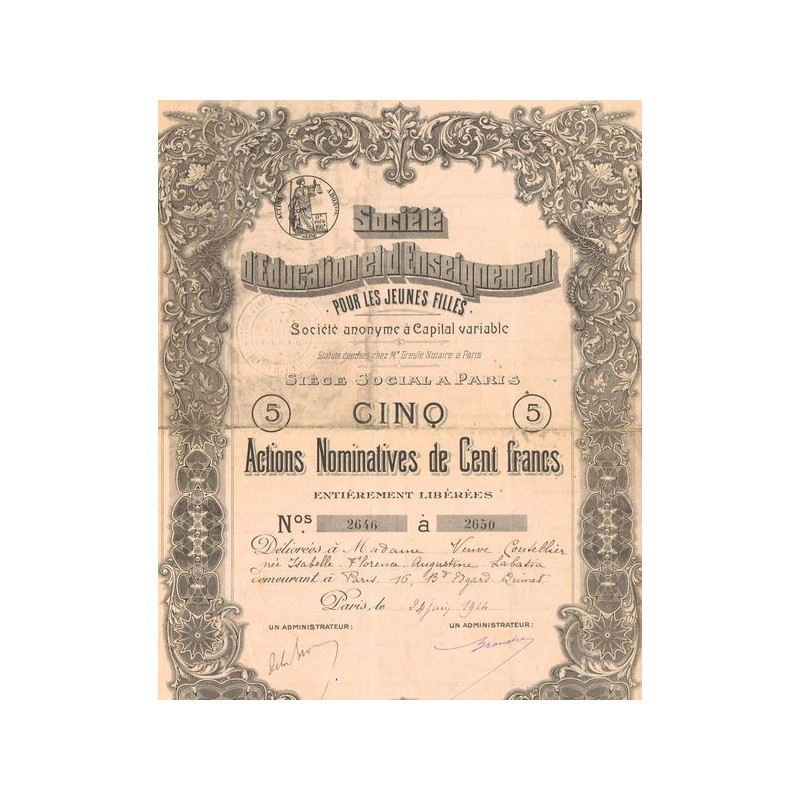 Sté d'Education et d'Enseignement Pour les Jeunes Filles (CN Act 100F)