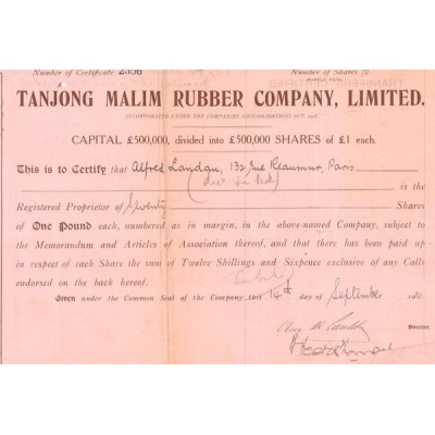 Tanjong Malim Rubber Cy Ltd (CN Act 1£)
