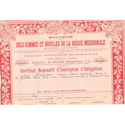 Sté des Sels Gemmes et Houilles de la Russie Méridionale (CN Obl 4%)