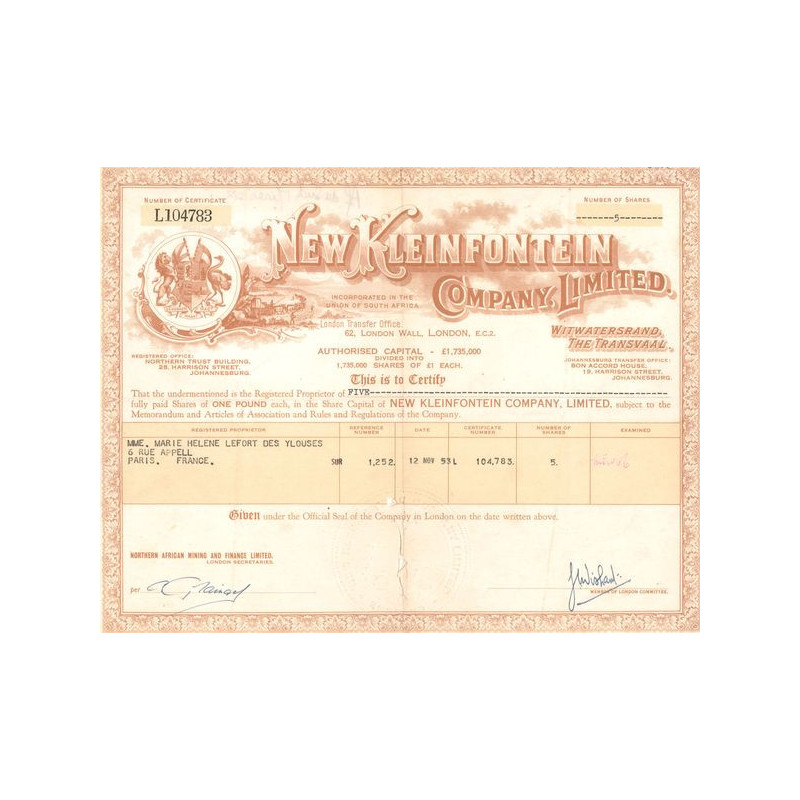 New Kleinfontein Cy Ltd (CN Act 1£)