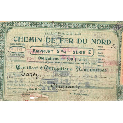 Cie du Chemin de Fer du Nord - Emprunt 5% (CN Obl 5% 500F)