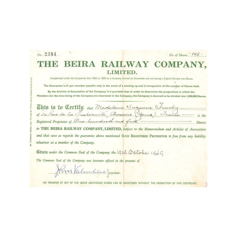 The Beira Railway Cy Ltd (CN 105 Act)