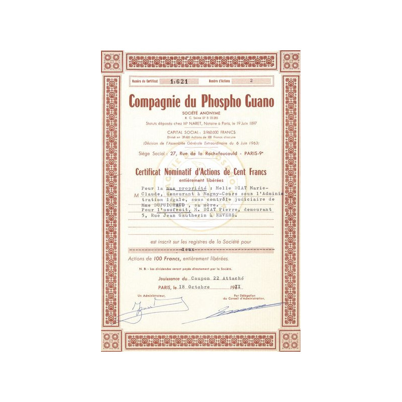 Cie du Phospho Guano (CN Act 100F)