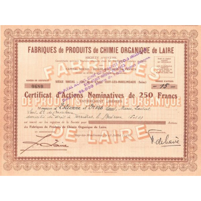 Fabriques de Produits de Chimie Organique de Laire (CN Act 250F)