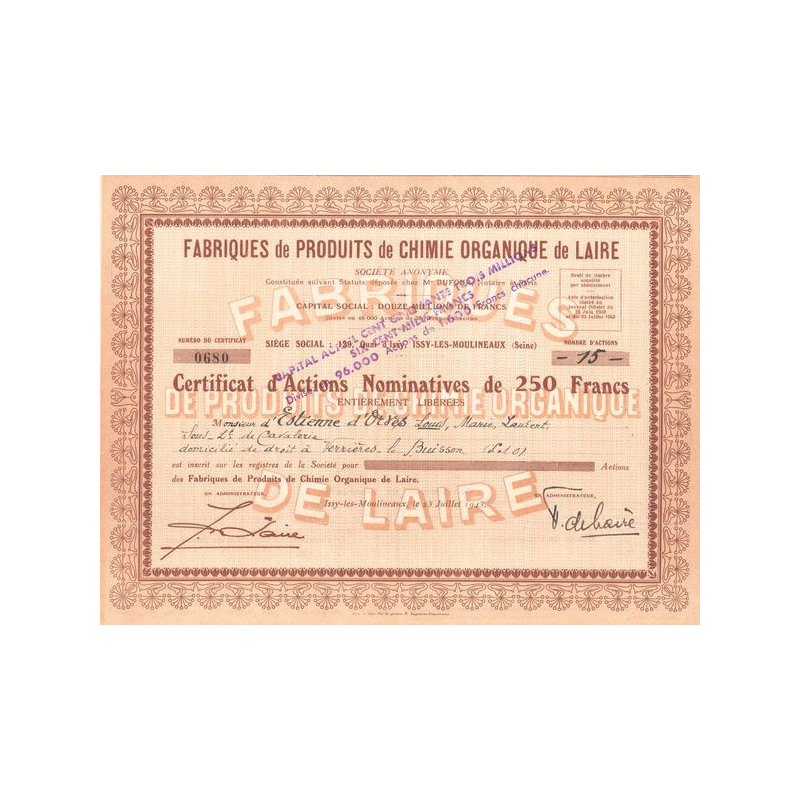 Fabriques de Produits de Chimie Organique de Laire (CN Act 250F)