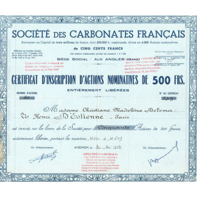 Sté des Carbonates Français (CN Act 500F)