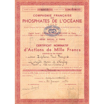 Cie Française des Phosphates de l'Océanie C.F.P.O. (CN Act 1000F)