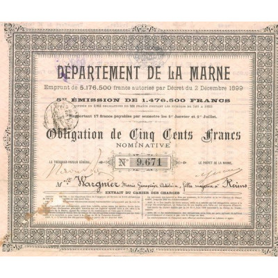 Département de la Marne - Emprunt (CN Obl 500F)