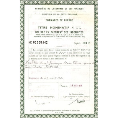 Dommages de Guerre (CN Act 4 3/4 %)